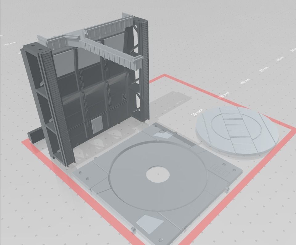 -MHB01F- Mecha Hangar Bay Base and Wall SET 01 Fixture 3D print model_4
