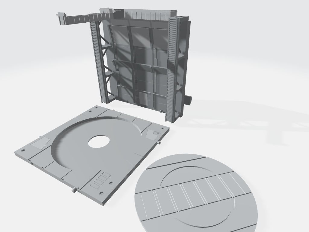 -MHB01F- Mecha Hangar Bay Base and Wall SET 01 Fixture 3D print model_7