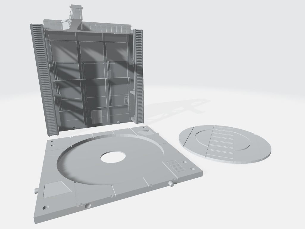 -MHB01F- Mecha Hangar Bay Base and Wall SET 01 Fixture 3D print model_6