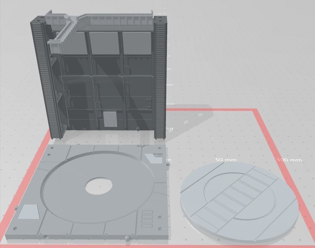 -MHB01F- Mecha Hangar Bay Base and Wall SET 01 Fixture 3D print model_3