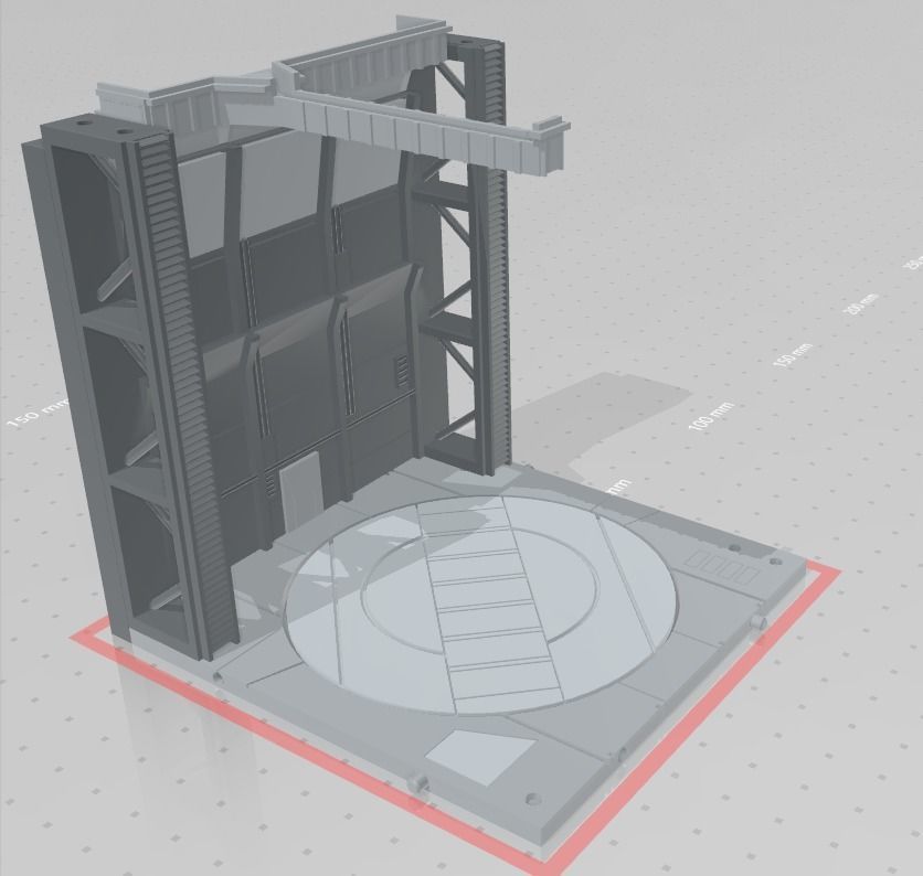 -MHB01F- Mecha Hangar Bay Base and Wall SET 01 Fixture 3D print model_2