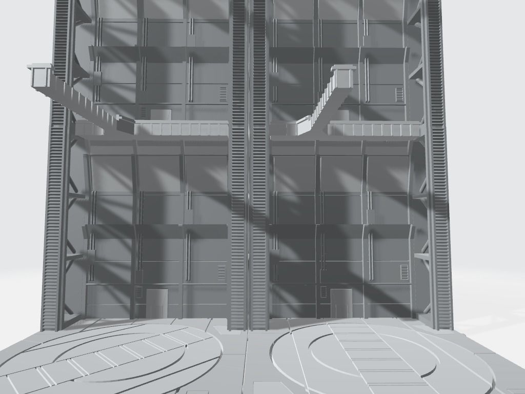 -MHB01F- Mecha Hangar Bay Base and Wall SET 01 Fixture 3D print model_16