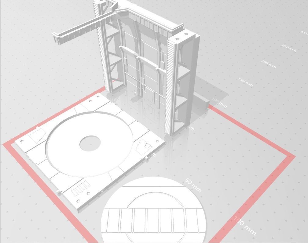 -MHB01F- Mecha Hangar Bay Base and Wall SET 01 Fixture 3D print model_9