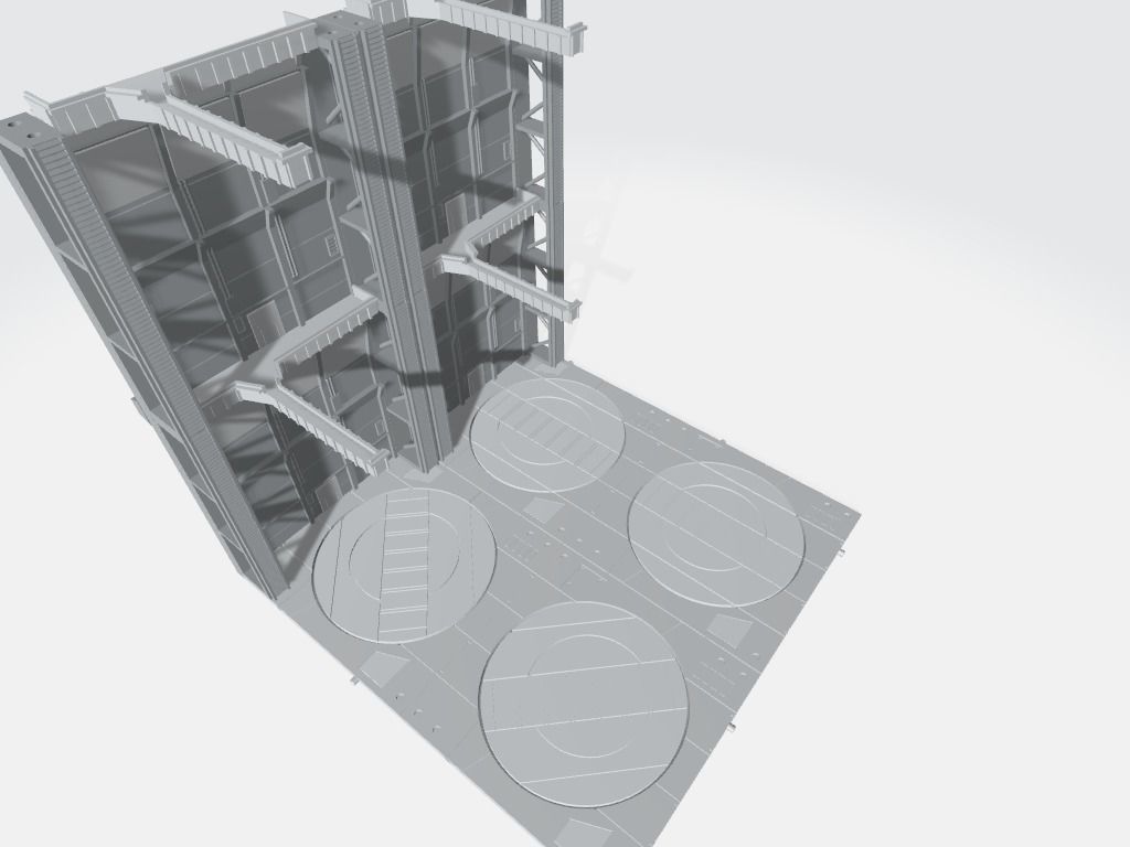 -MHB01F- Mecha Hangar Bay Base and Wall SET 01 Fixture 3D print model_14