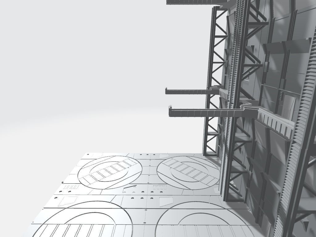 -MHB01F- Mecha Hangar Bay Base and Wall SET 01 Fixture 3D print model_15