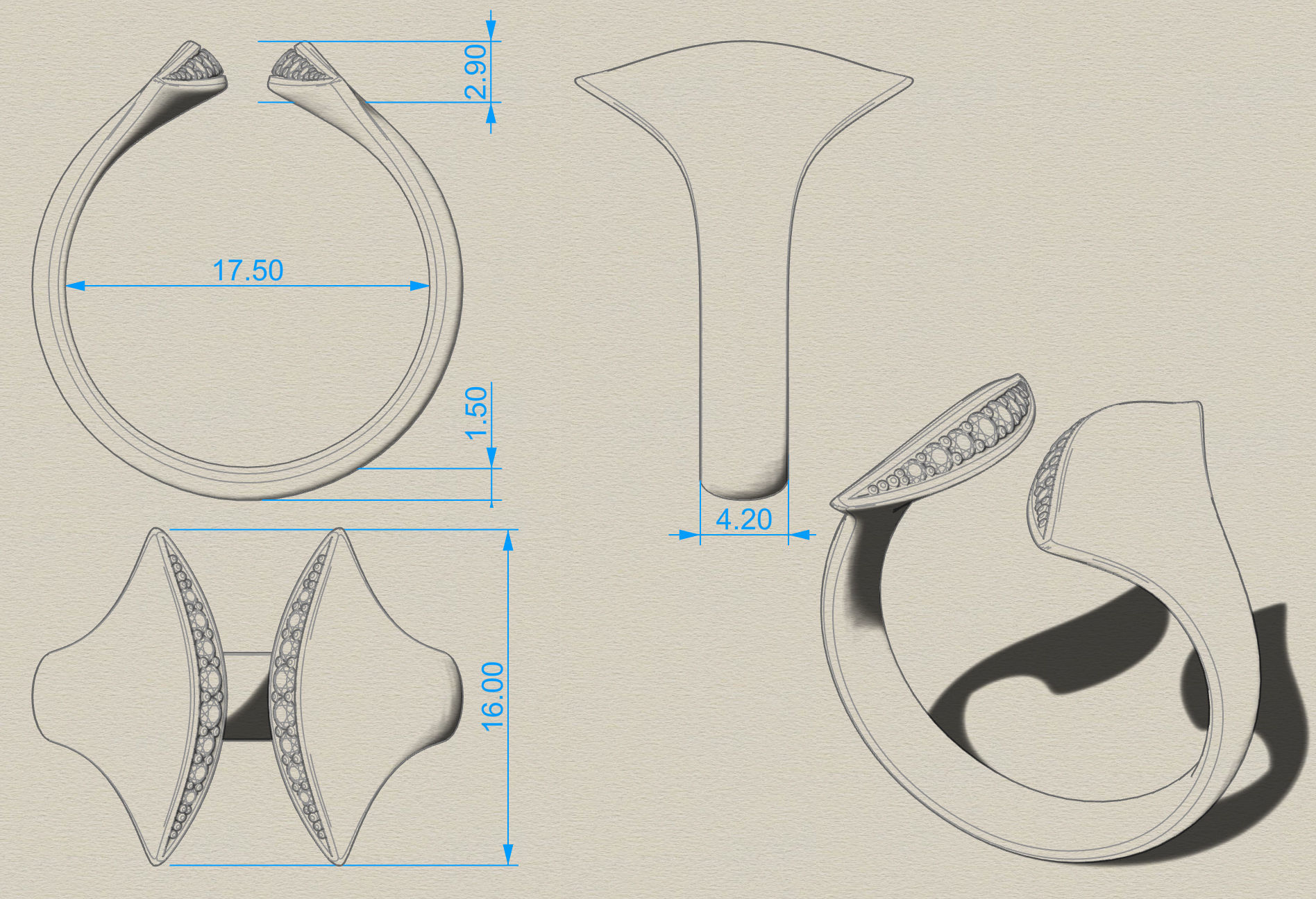 Ring Blue Lines 3D print model_7