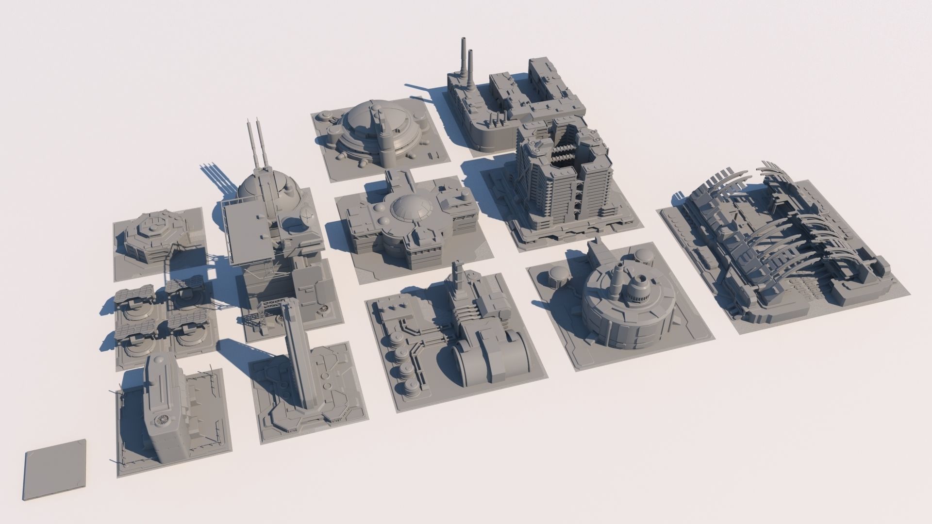 Sci Fi Buildings 3D model_1