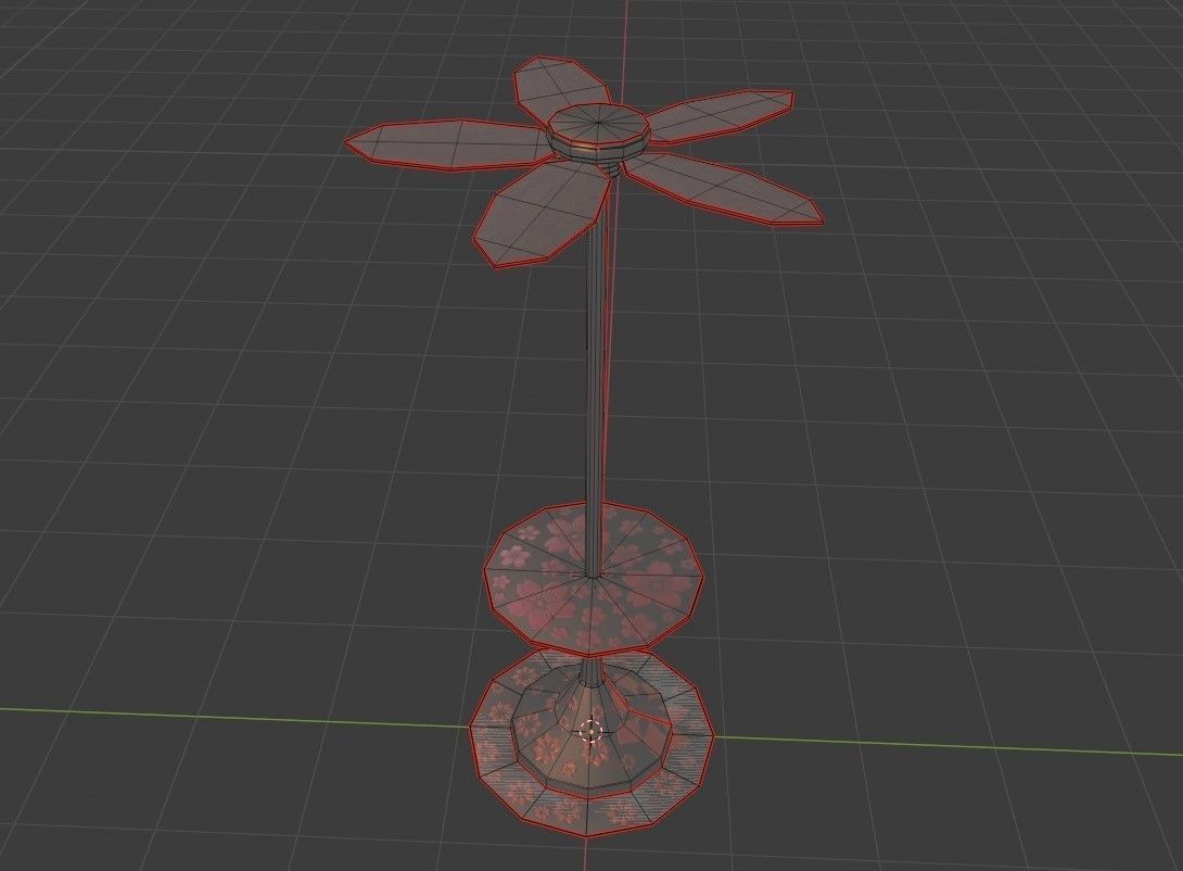 Ventilator metal sculpture with flower Low-poly 3D model_7