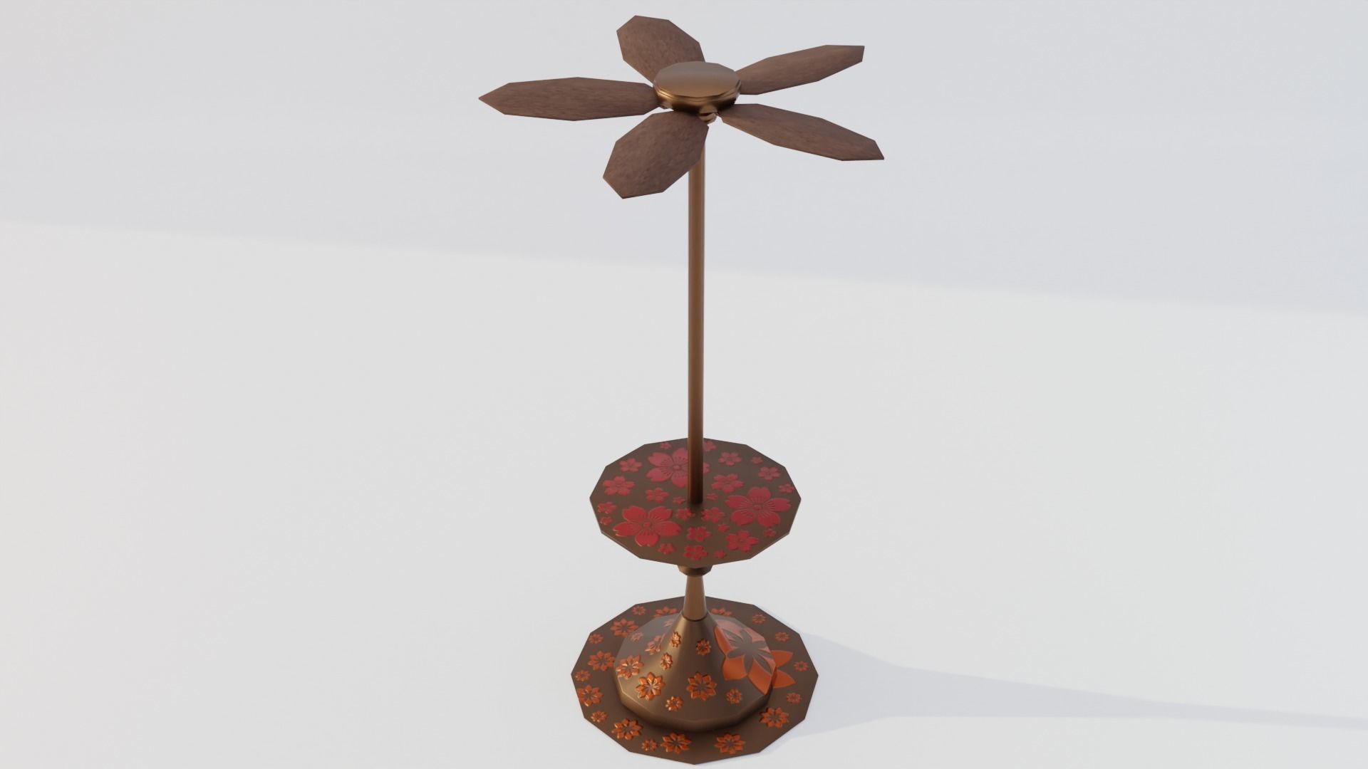 Ventilator metal sculpture with flower Low-poly 3D model_3