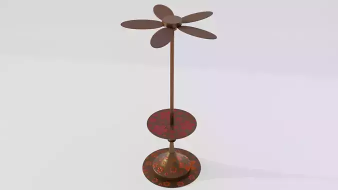 Ventilator metal sculpture with flower Low-poly 3D model