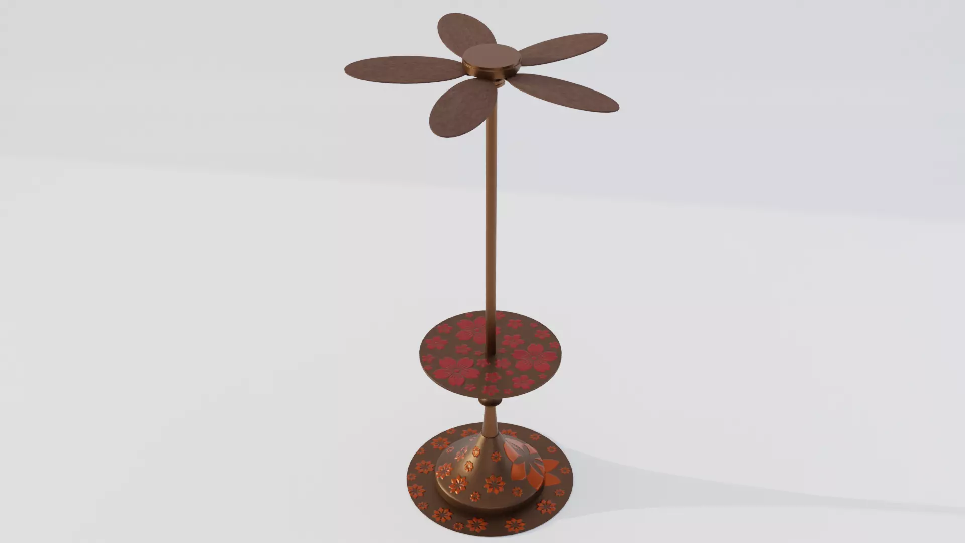 Ventilator metal sculpture with flower Low-poly 3D model_0