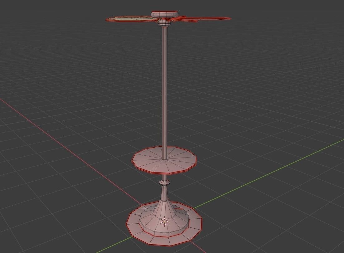 Ventilator metal sculpture with flower Low-poly 3D model_6