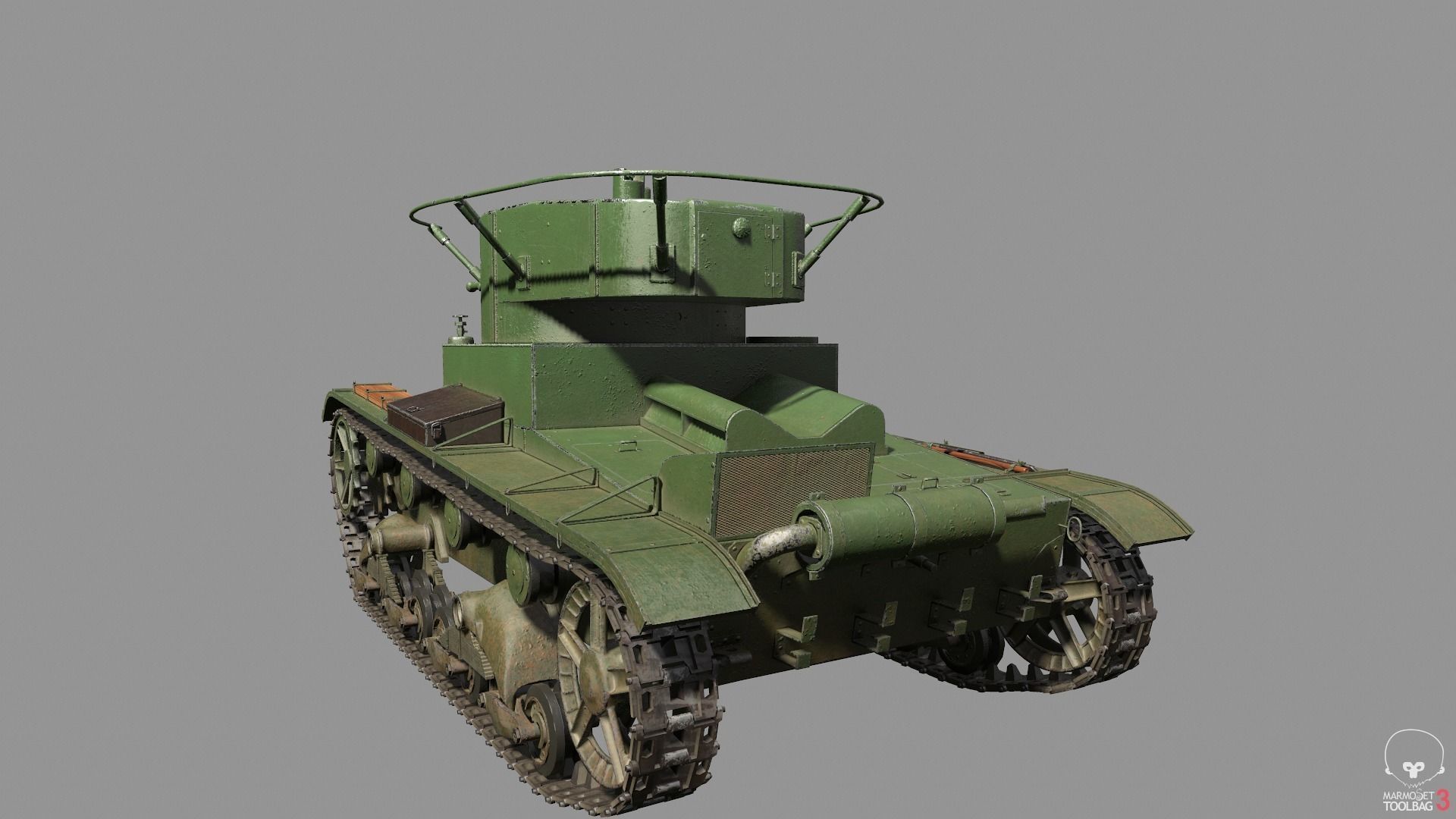 T-26 lowpoly soviet union tank ww2 Low-poly 3D model_2