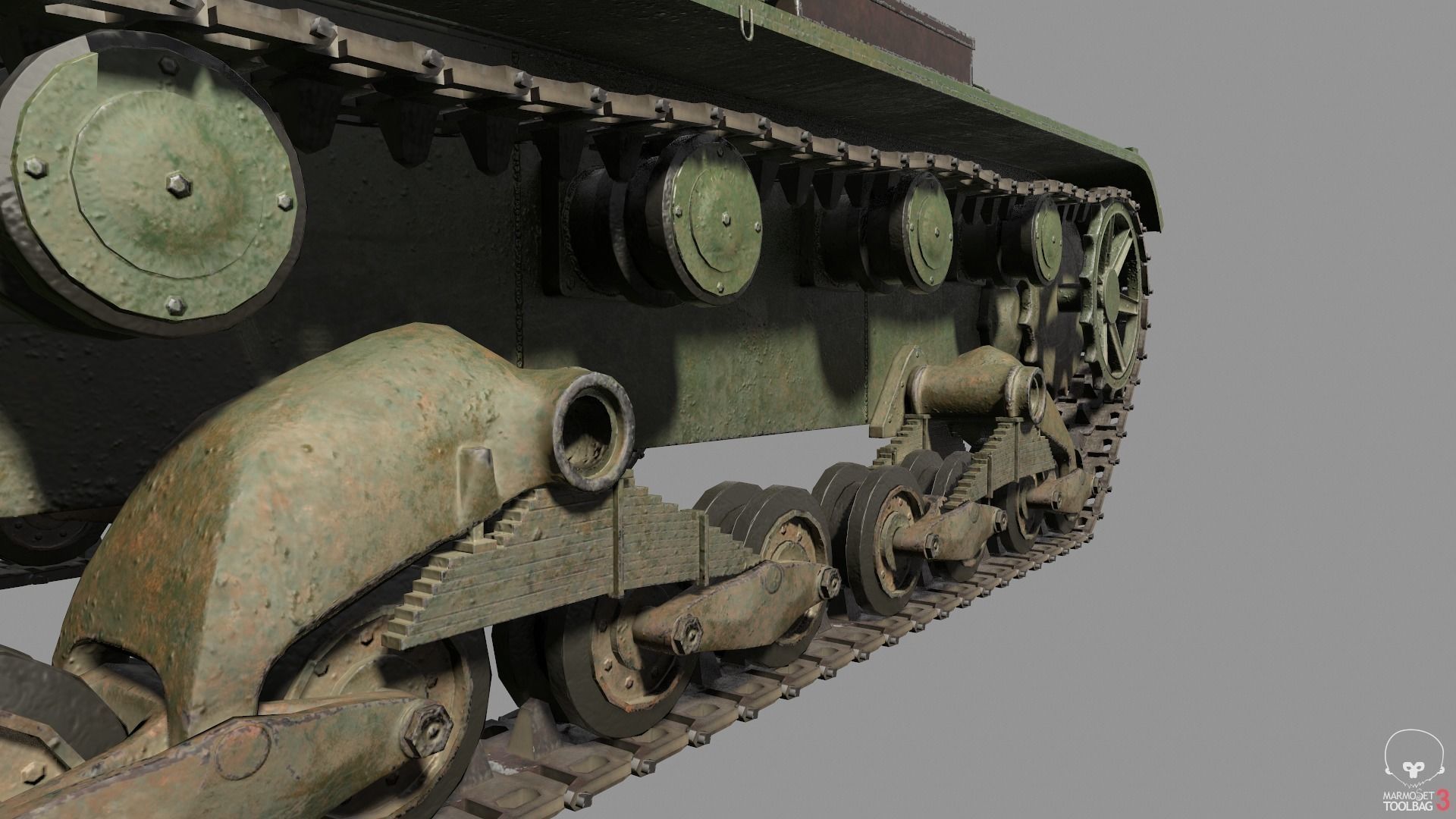 T-26 lowpoly soviet union tank ww2 Low-poly 3D model_13