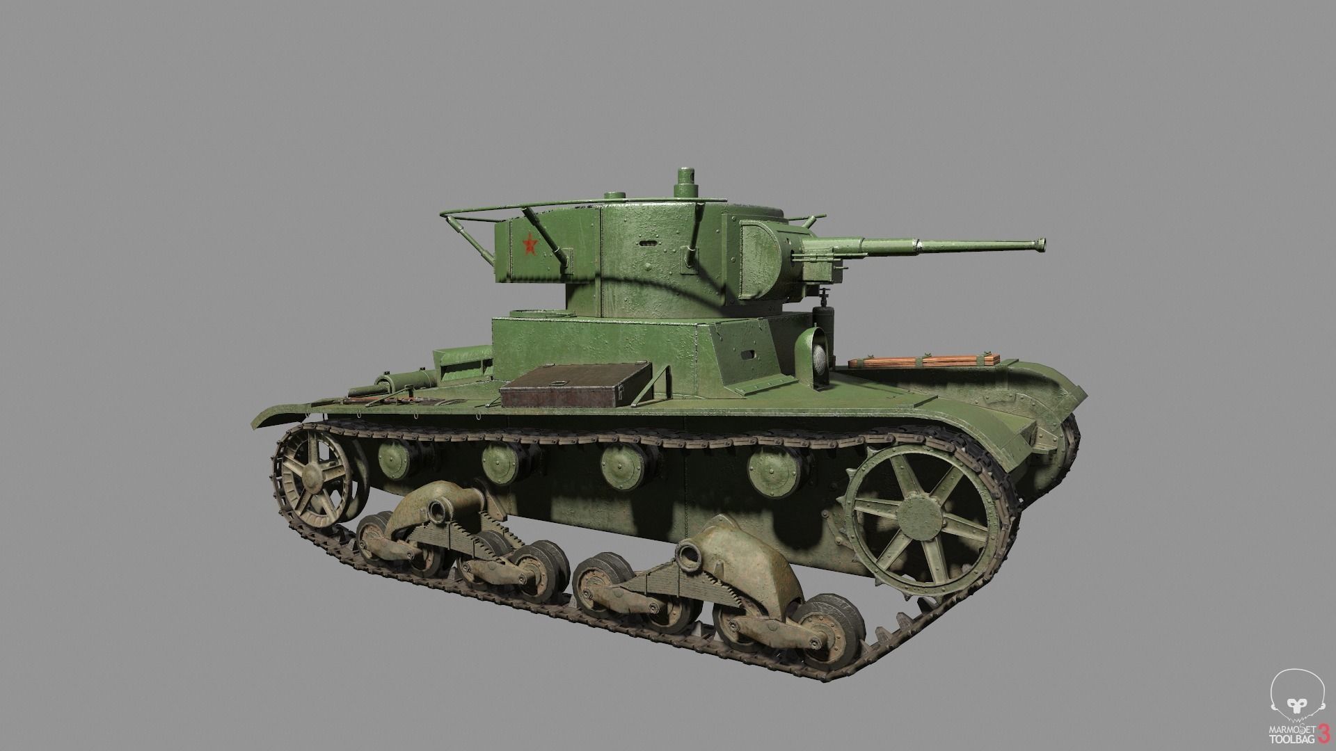 T-26 lowpoly soviet union tank ww2 Low-poly 3D model_5