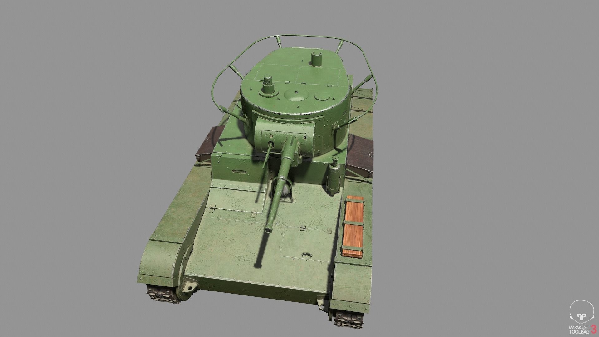 T-26 lowpoly soviet union tank ww2 Low-poly 3D model_6