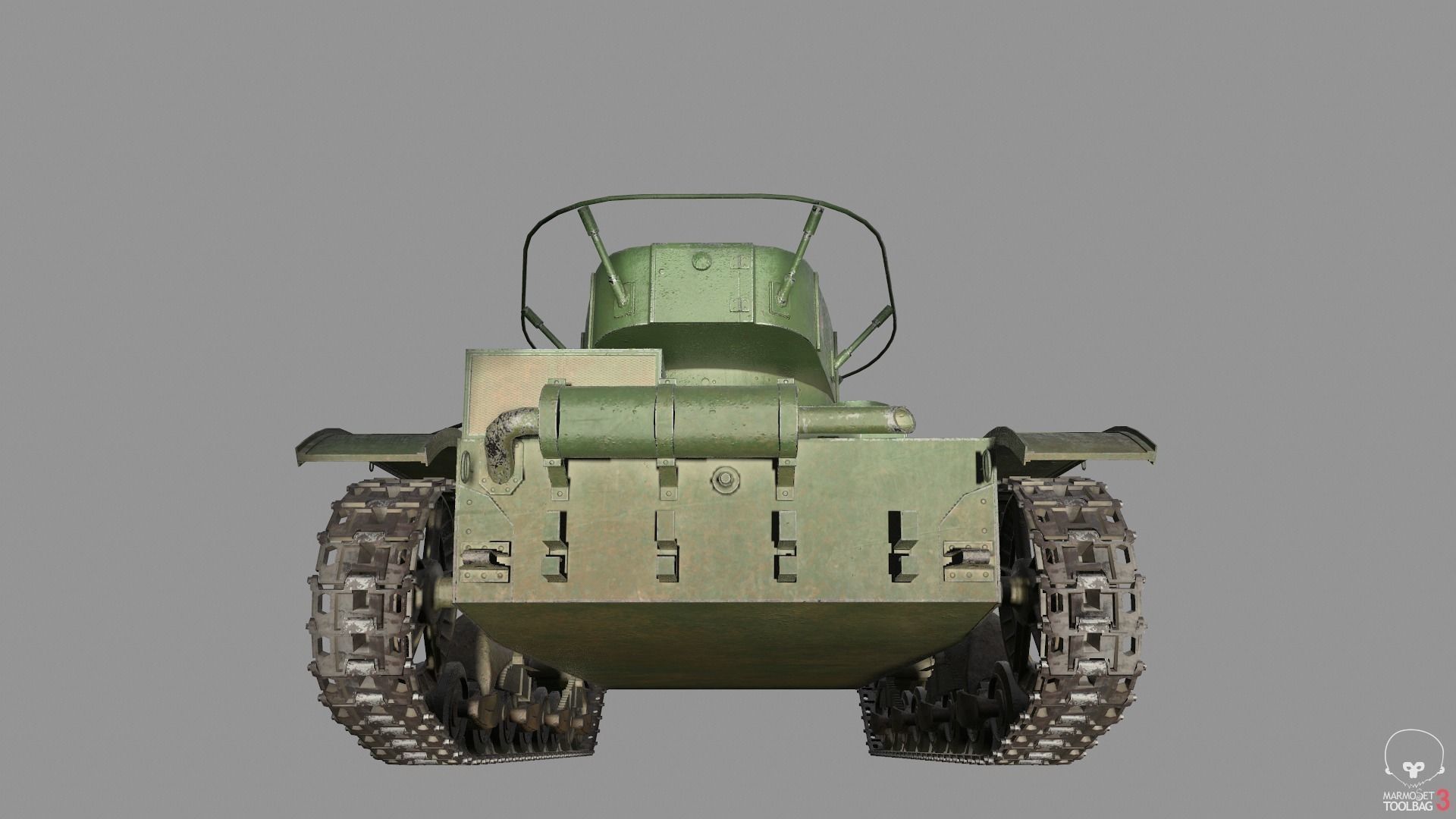 T-26 lowpoly soviet union tank ww2 Low-poly 3D model_21