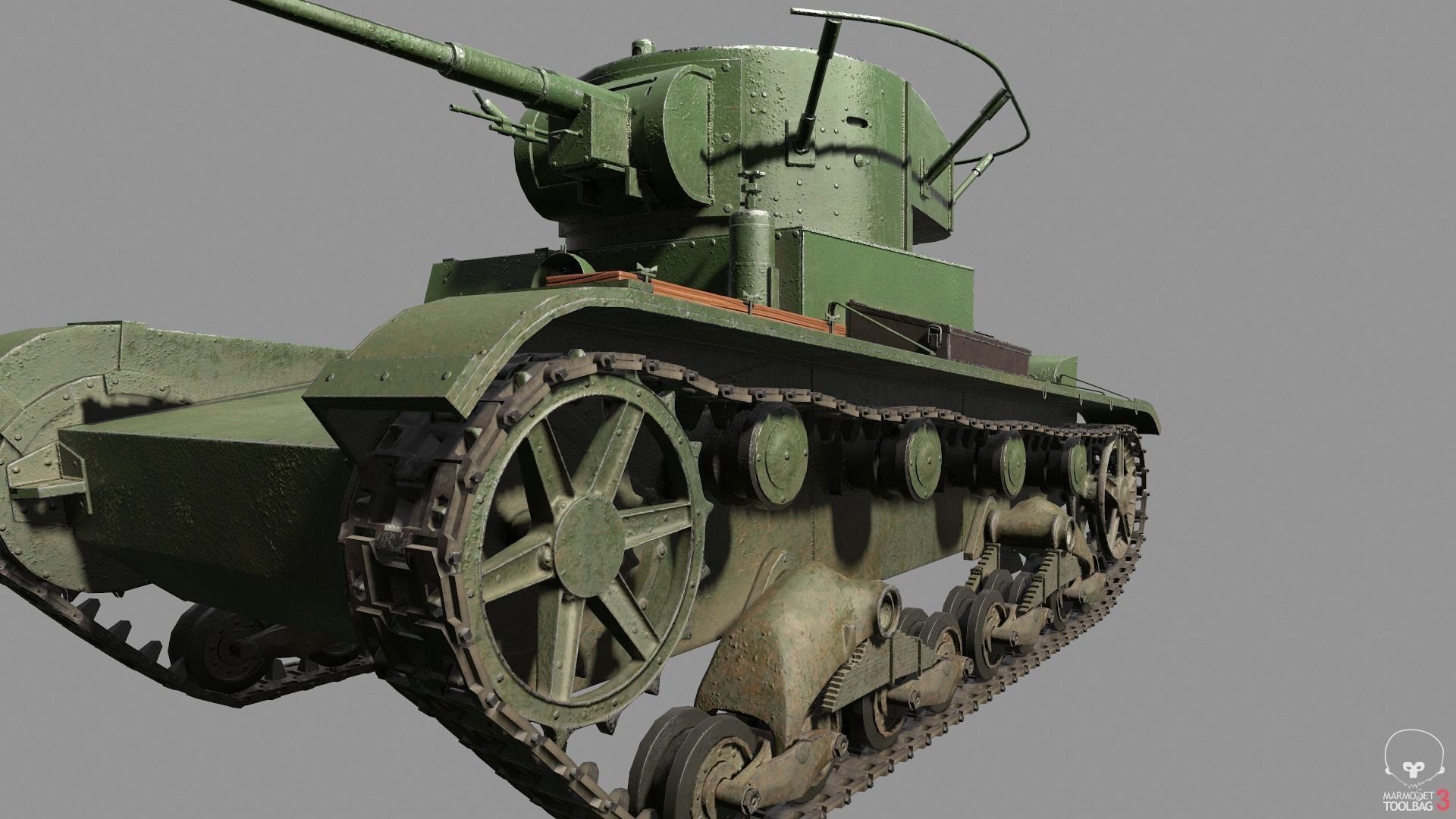 T-26 lowpoly soviet union tank ww2 Low-poly 3D model_11