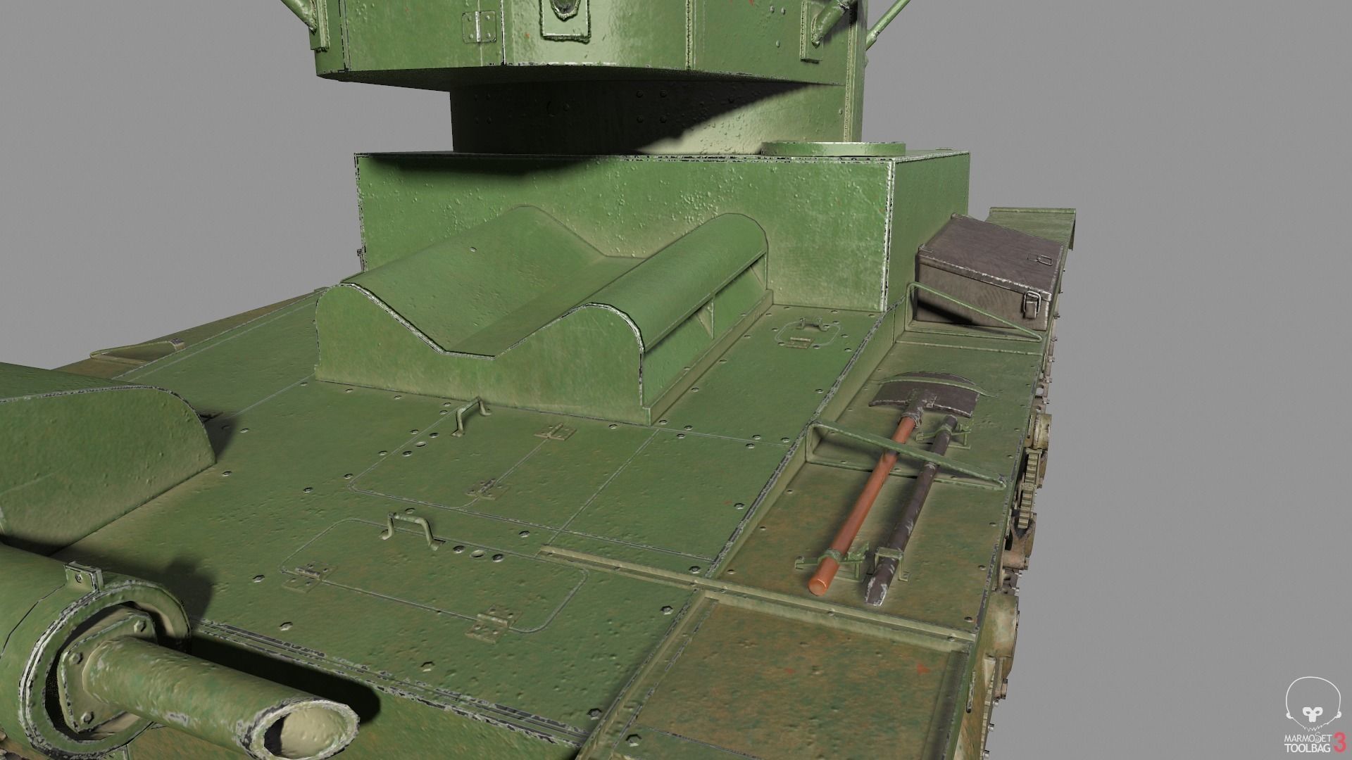 T-26 lowpoly soviet union tank ww2 Low-poly 3D model_17