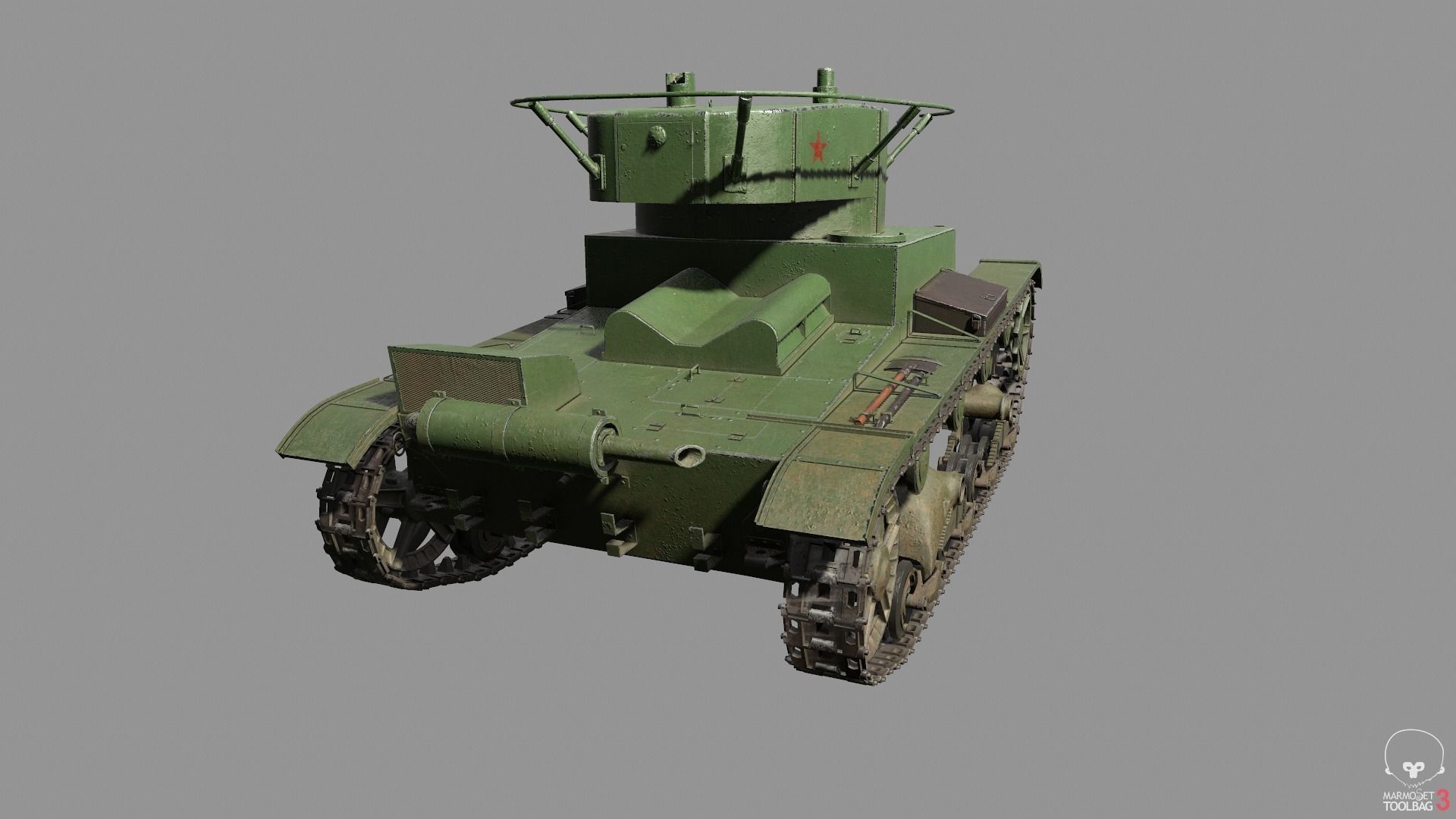 T-26 lowpoly soviet union tank ww2 Low-poly 3D model_14
