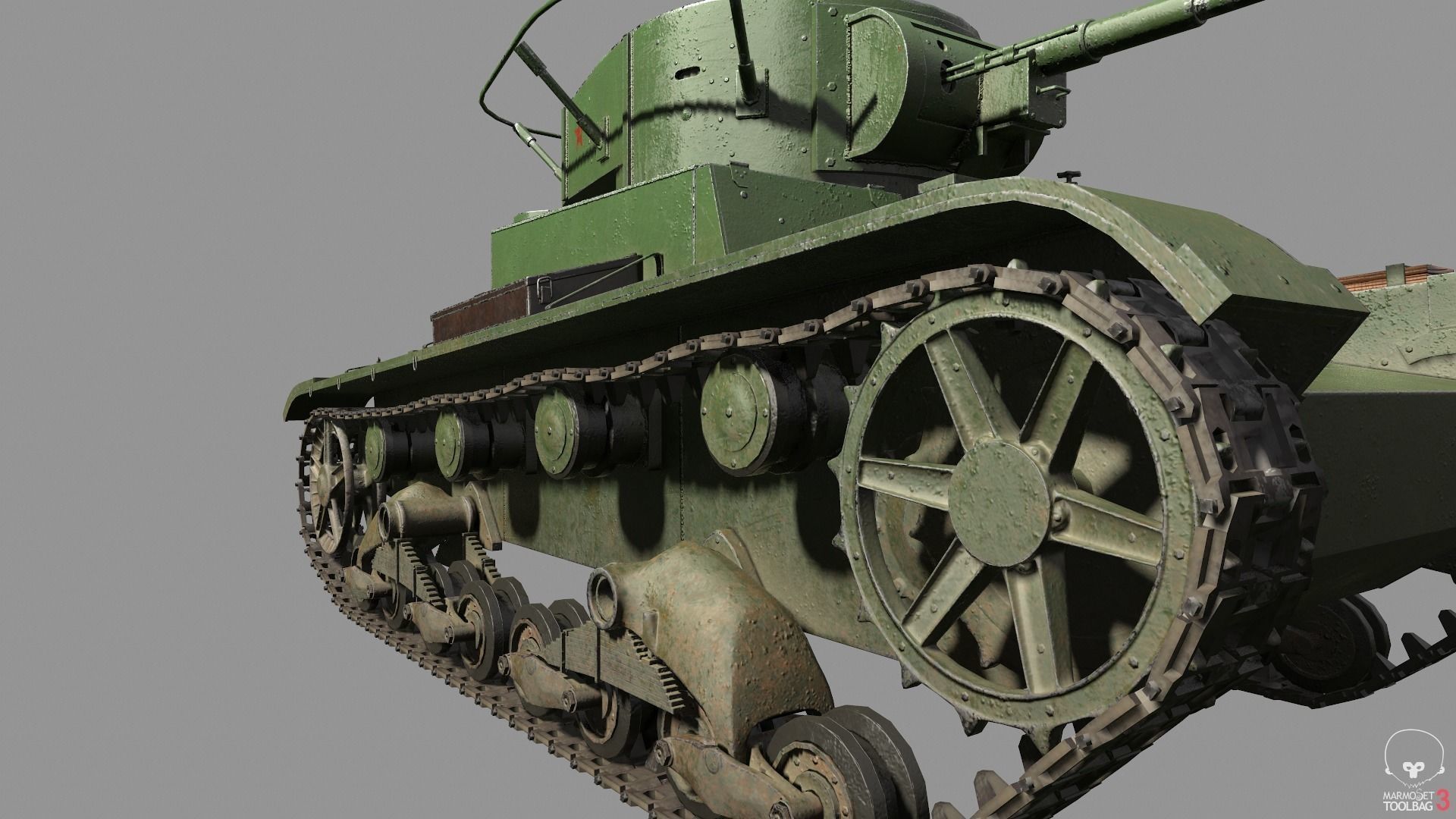 T-26 lowpoly soviet union tank ww2 Low-poly 3D model_12