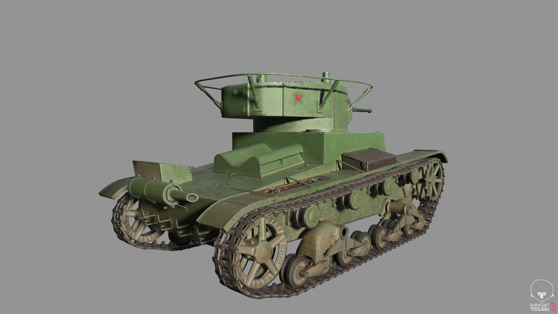 T-26 lowpoly soviet union tank ww2 Low-poly 3D model_4