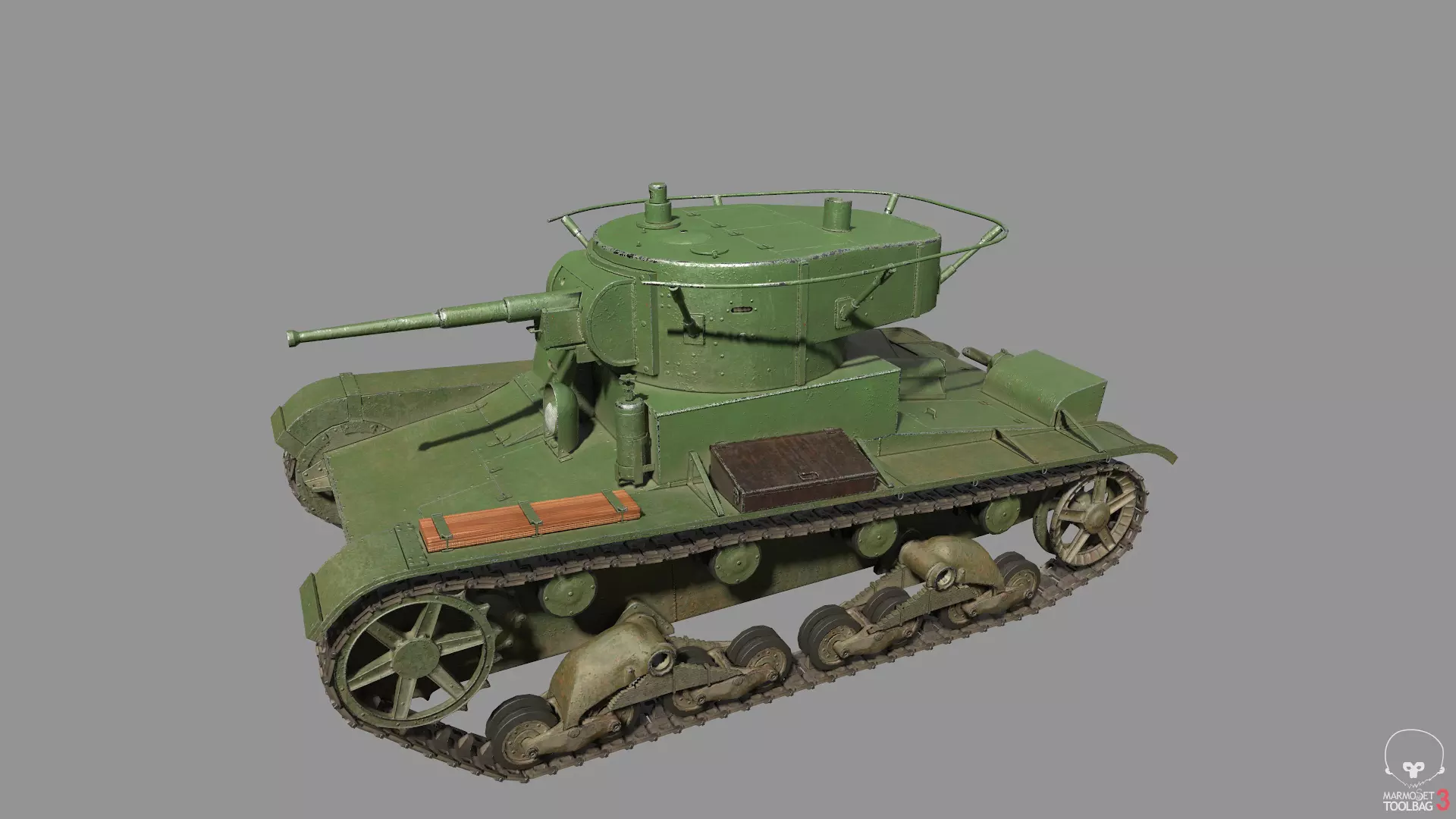 T-26 lowpoly soviet union tank ww2 Low-poly 3D model_0