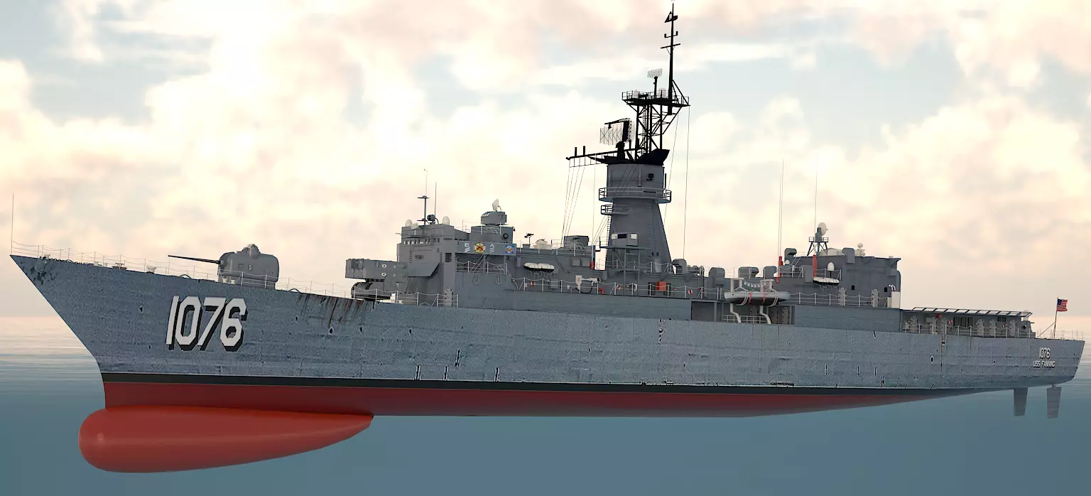 USS FANNING FFG MISSILE CRUISER FF1076 3D model