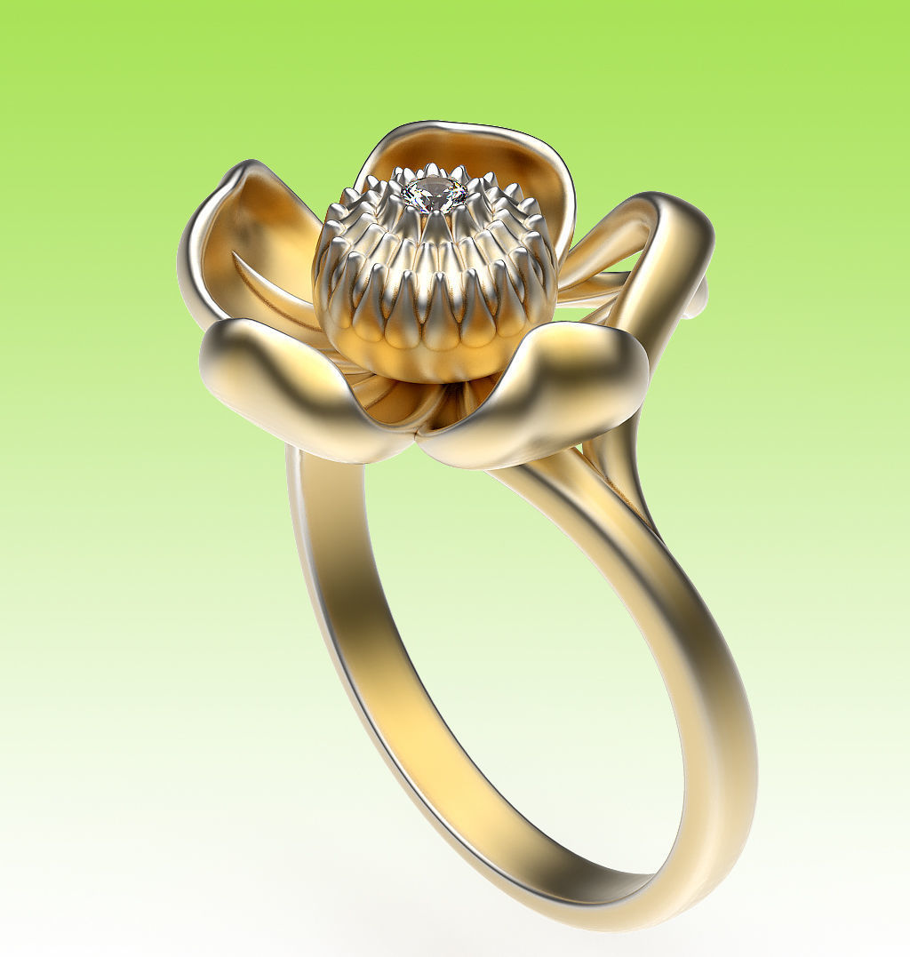 Ring Water Lily 3D print model_4