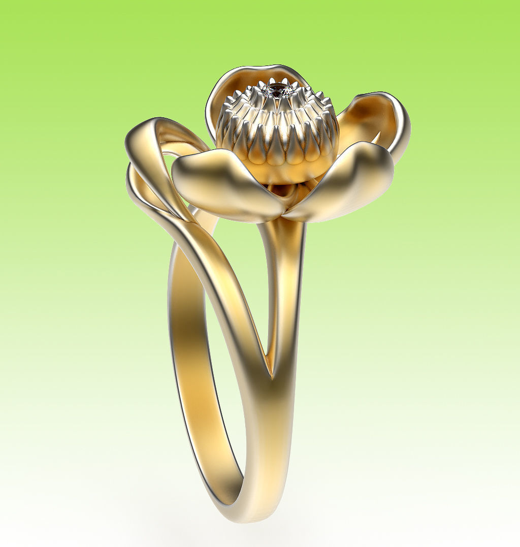 Ring Water Lily 3D print model_5