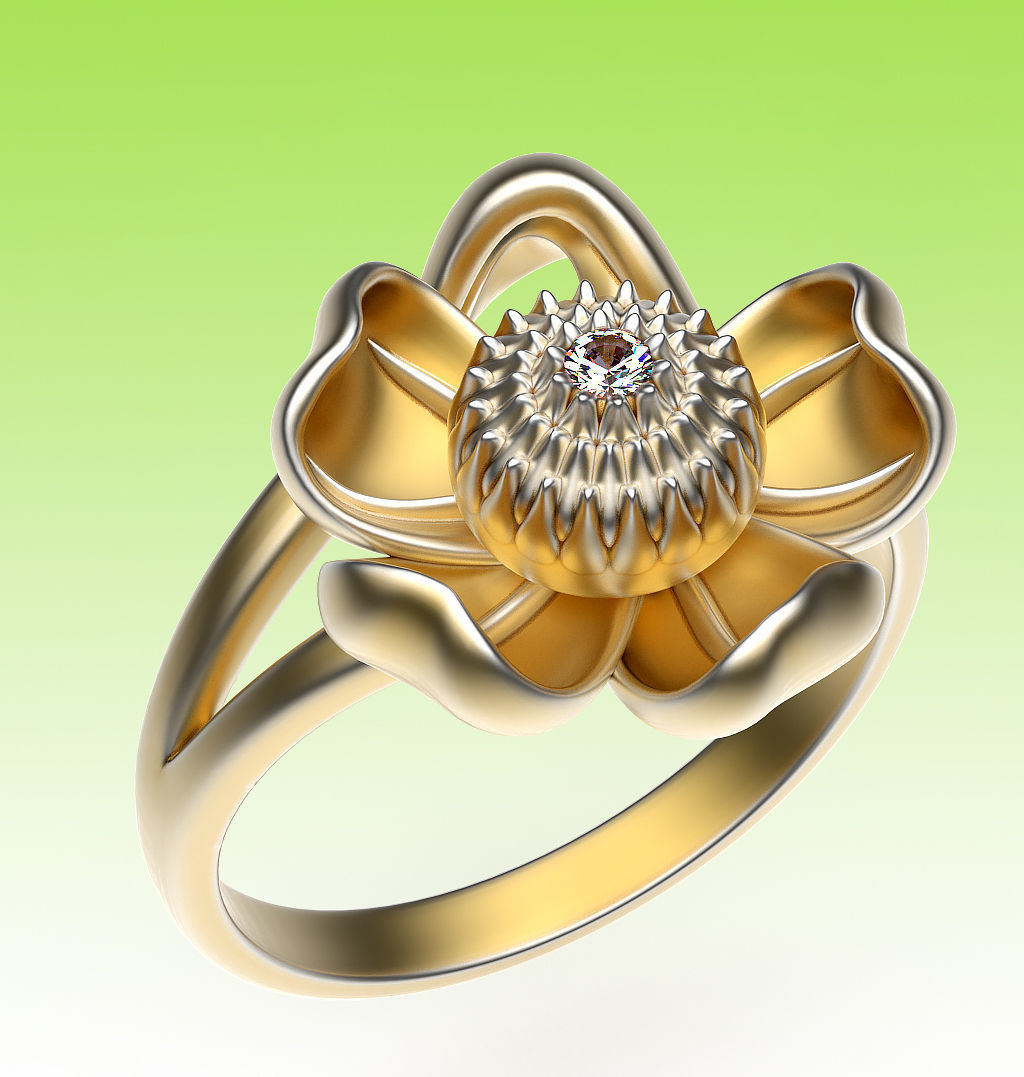 Ring Water Lily 3D print model_7