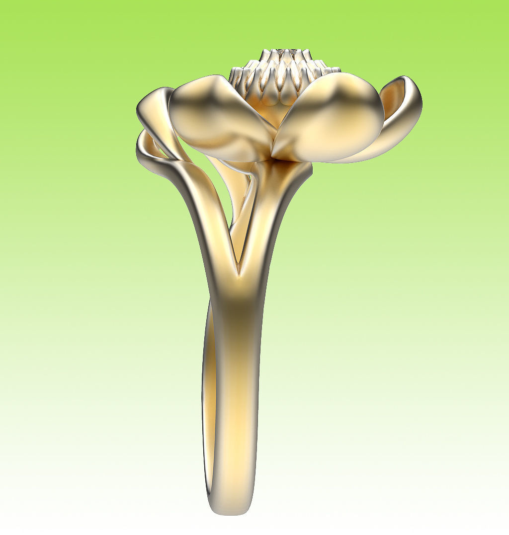 Ring Water Lily 3D print model_3