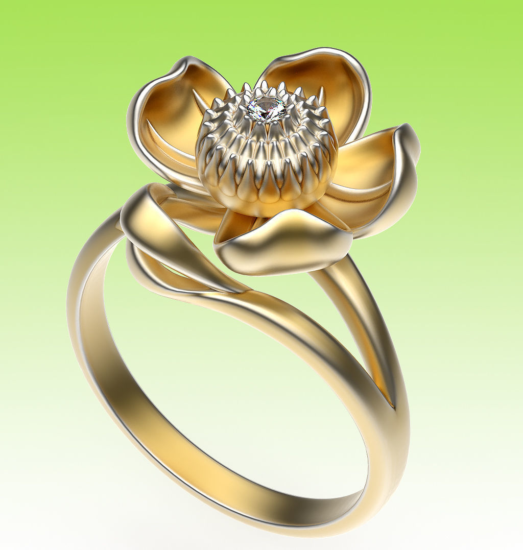 Ring Water Lily 3D print model_6