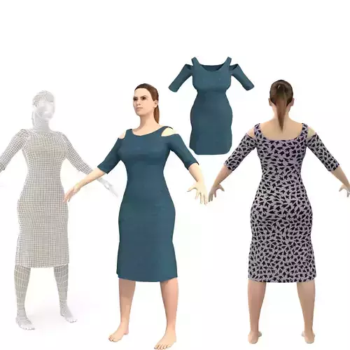 3D character female  with clothing