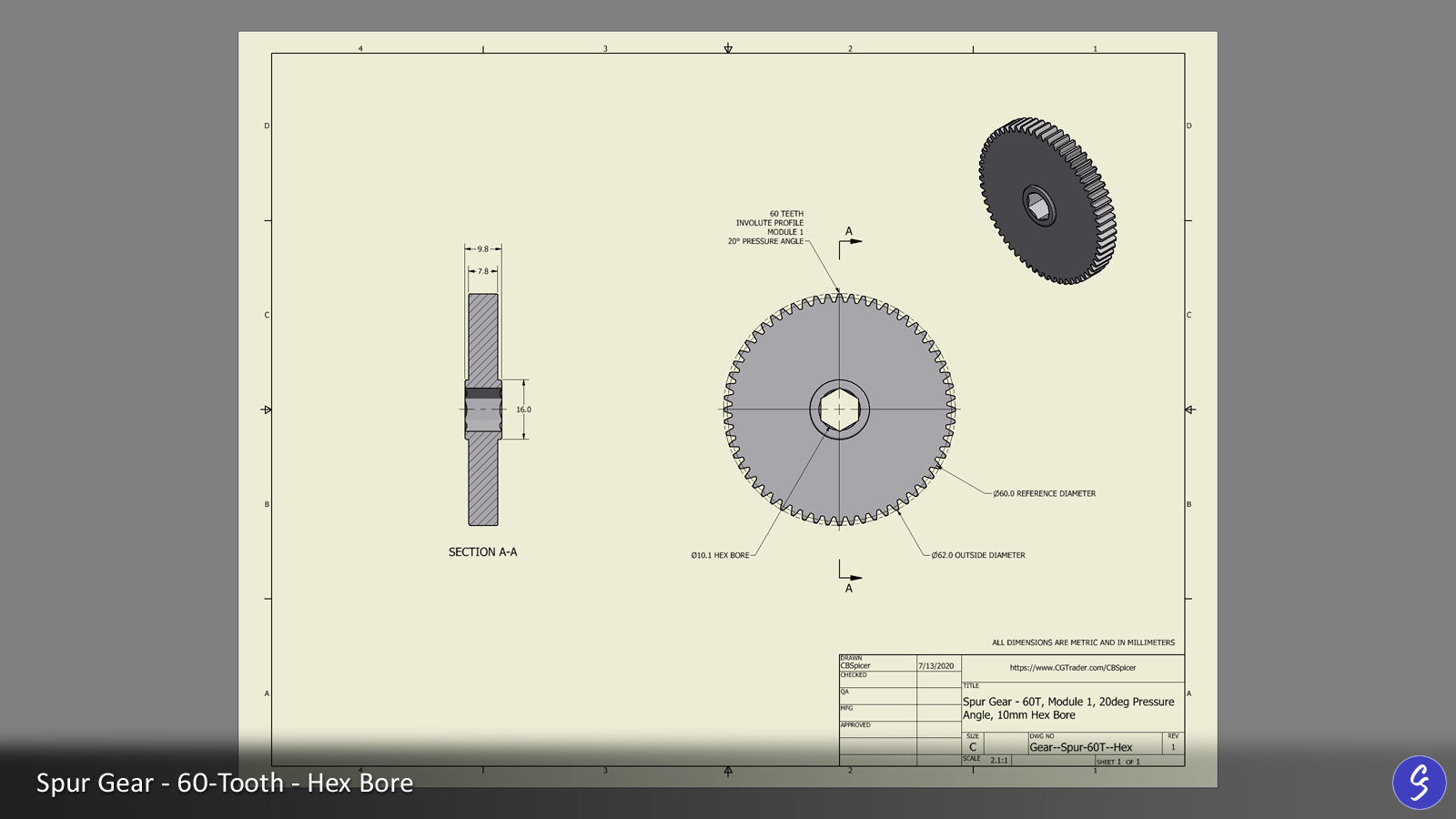 60-Tooth Spur Gear 03 3D print model_15