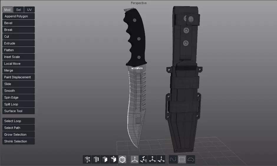 Knife with case 3D model_0