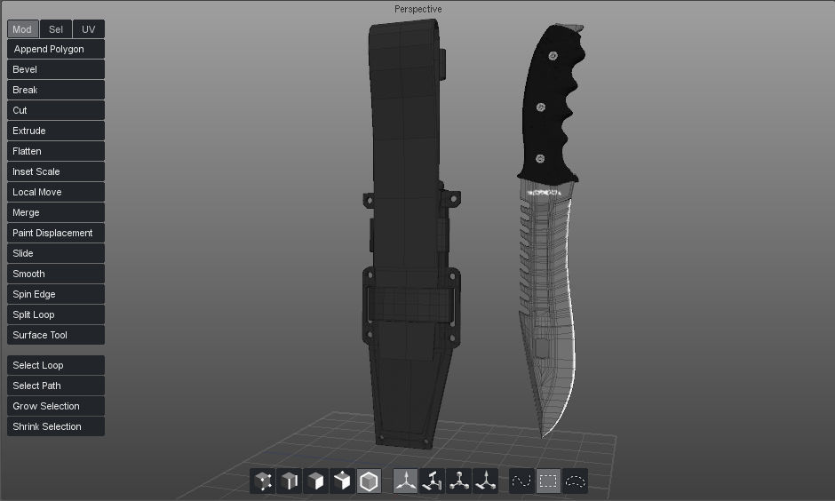 Knife with case 3D model_2