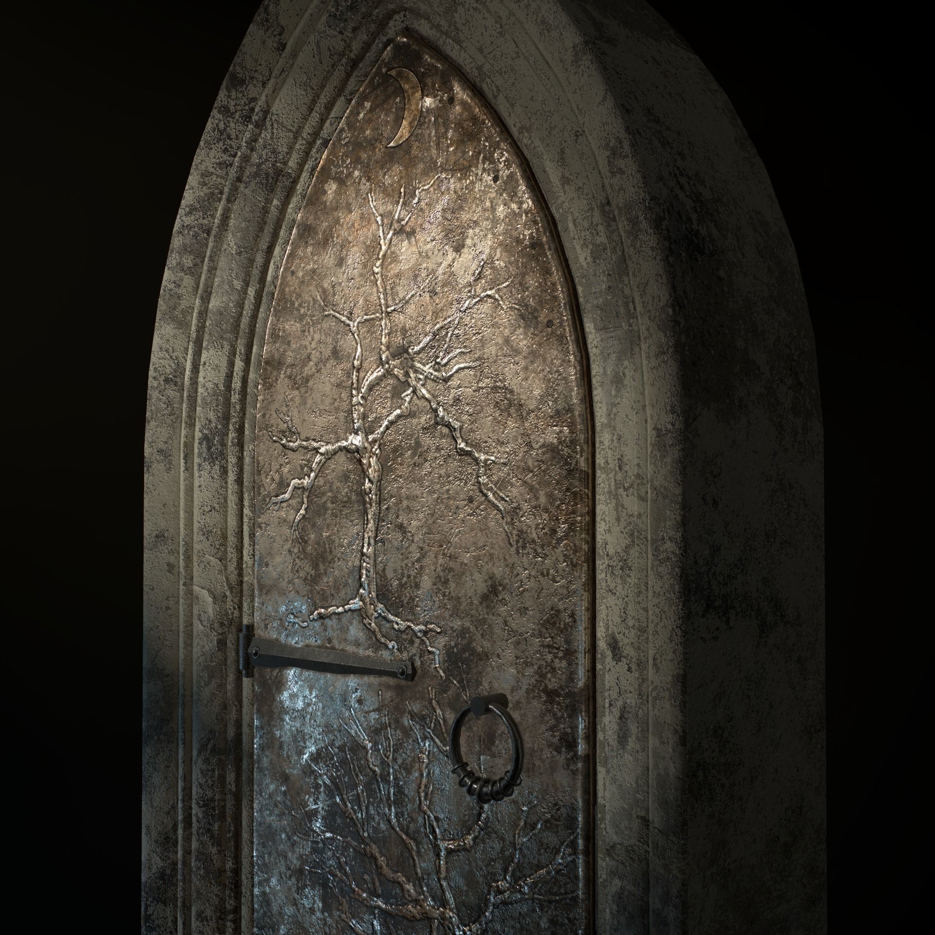 Medieval Door Low-poly 3D model_47