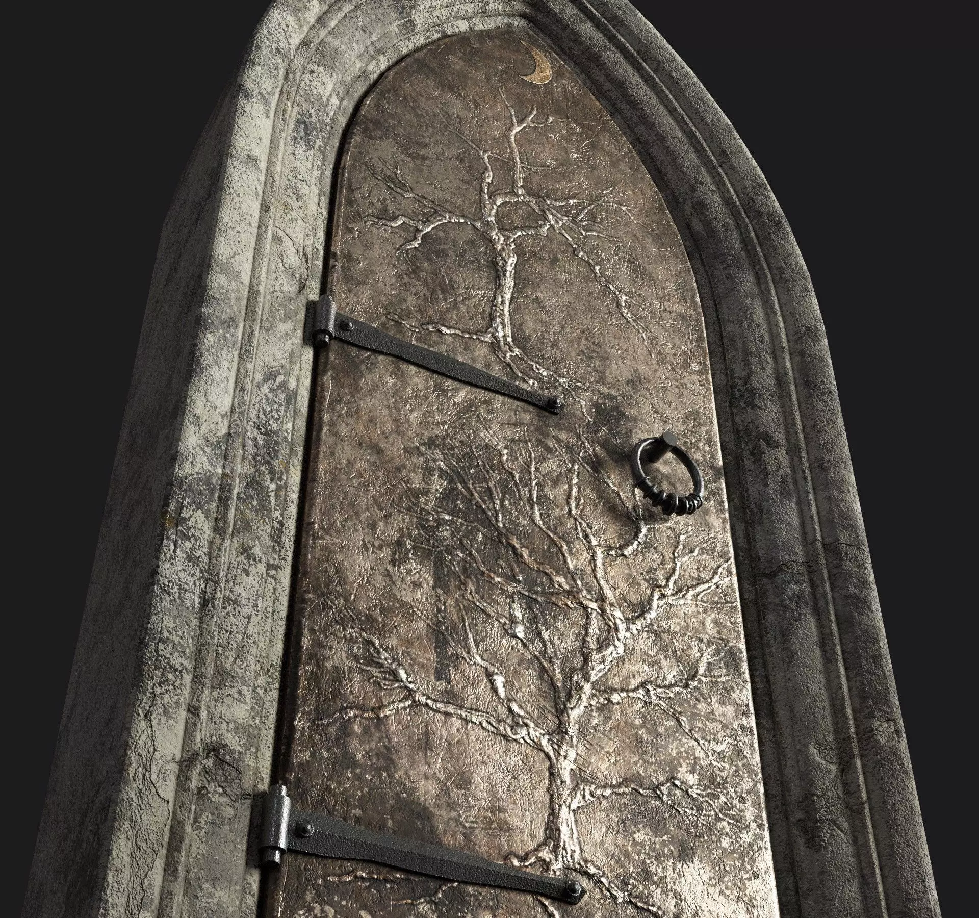 Medieval Door Low-poly 3D model_0