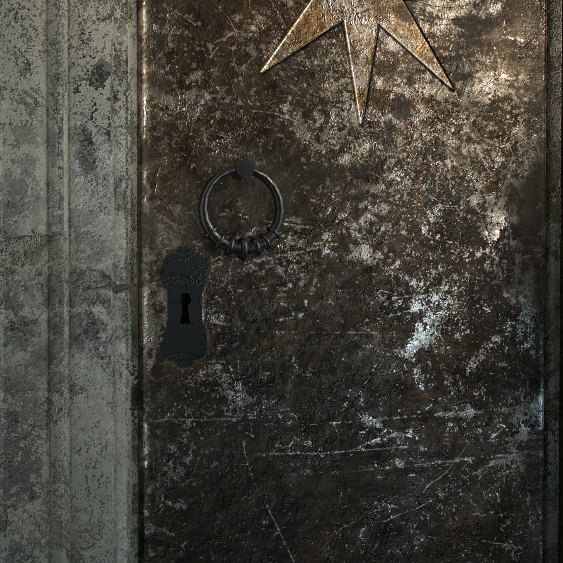 Medieval Door Low-poly 3D model_9