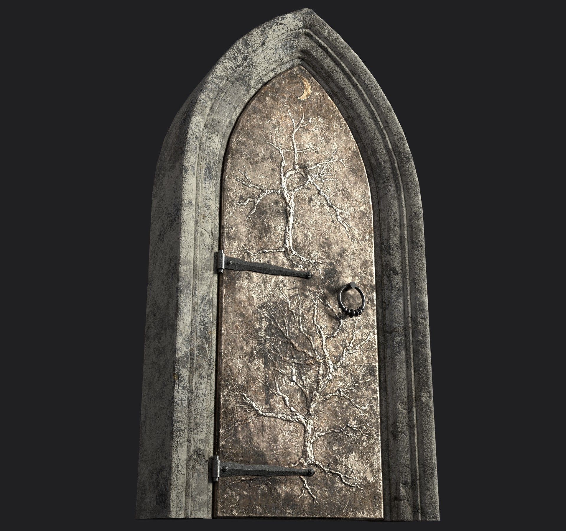 Medieval Door Low-poly 3D model_3