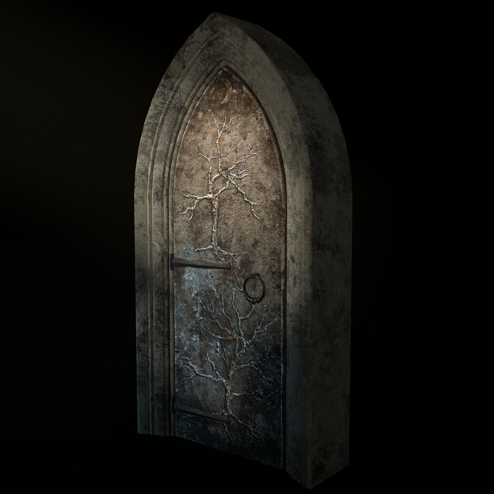Medieval Door Low-poly 3D model_5