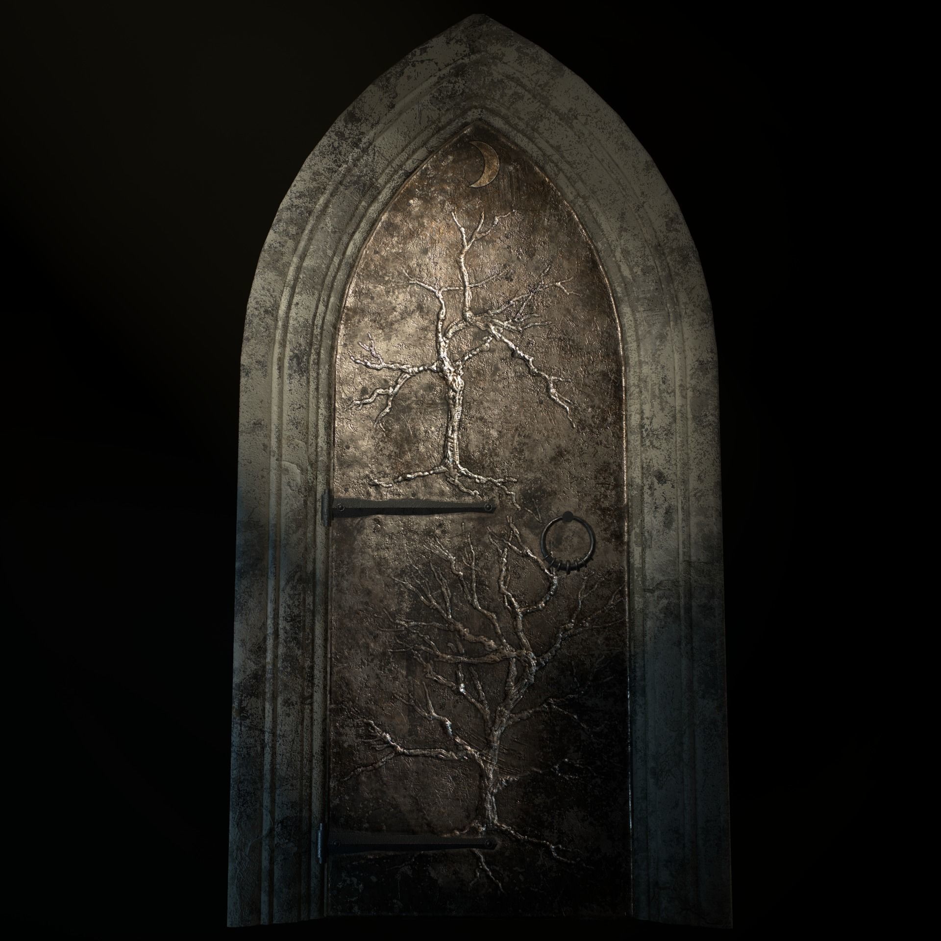 Medieval Door Low-poly 3D model_6