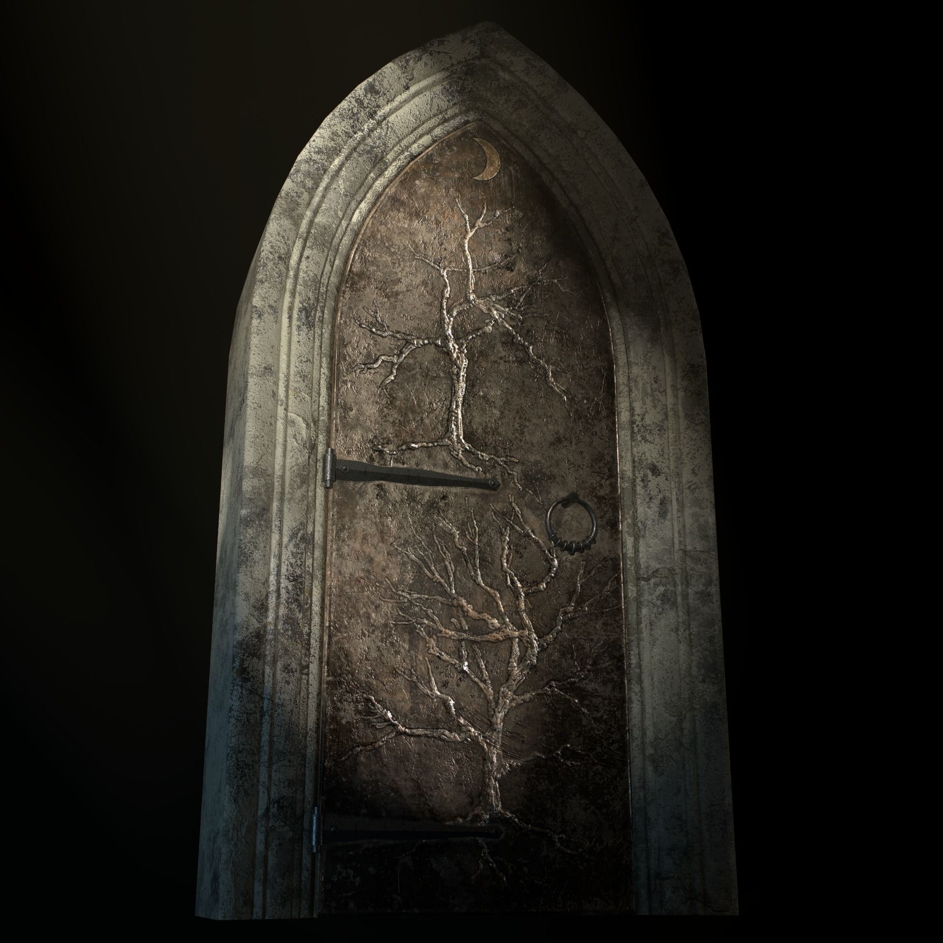 Medieval Door Low-poly 3D model_7