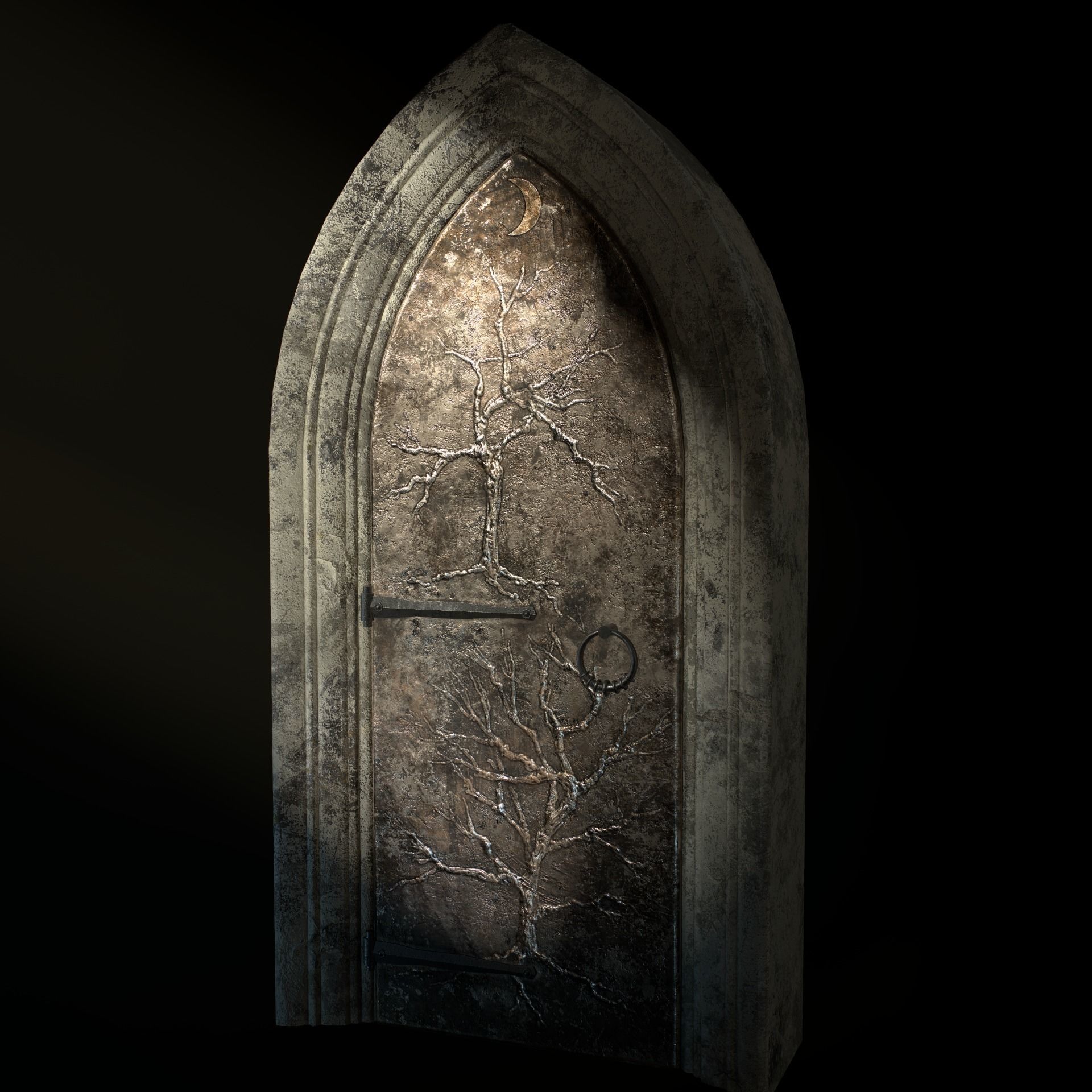 Medieval Door Low-poly 3D model_8