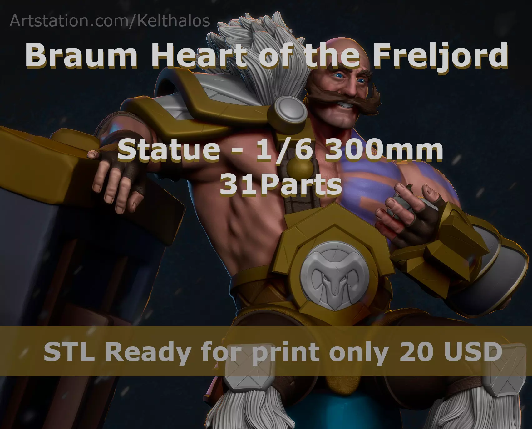 Braum League of Legends 300mm  3D print model_0