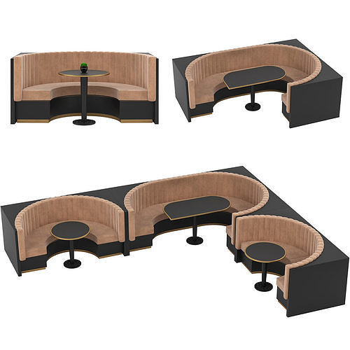 Restaurant Bar Set 01 Part1 Sofa with Corner sofa with 2 colors  3D model