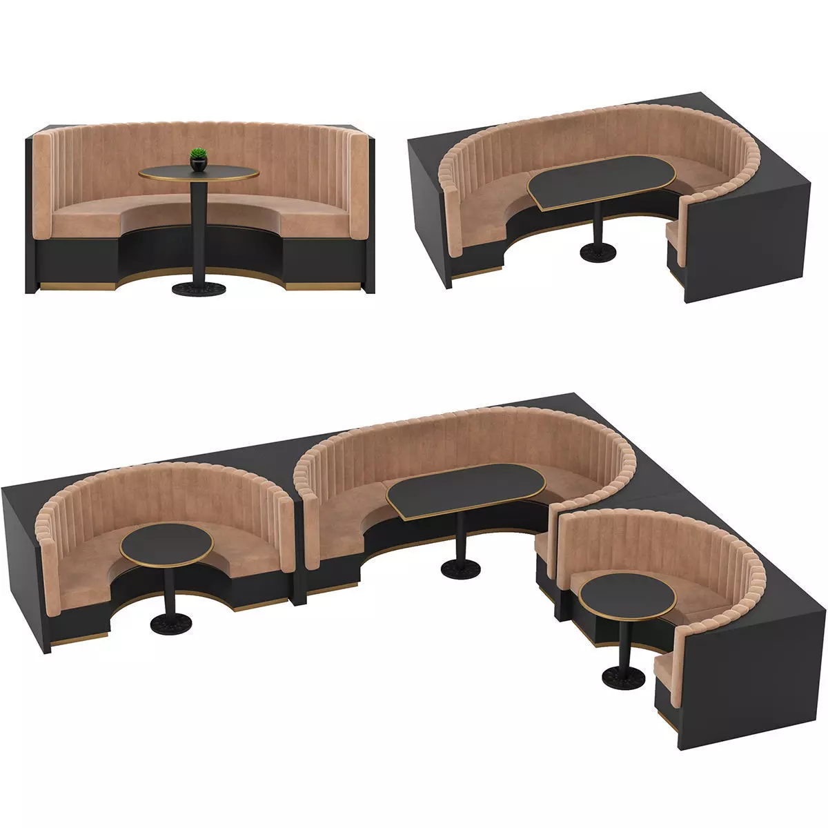 Restaurant Bar Set 01 Part1 Sofa with Corner sofa with 2 colors  3D model_0