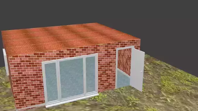 Home model brick house with door