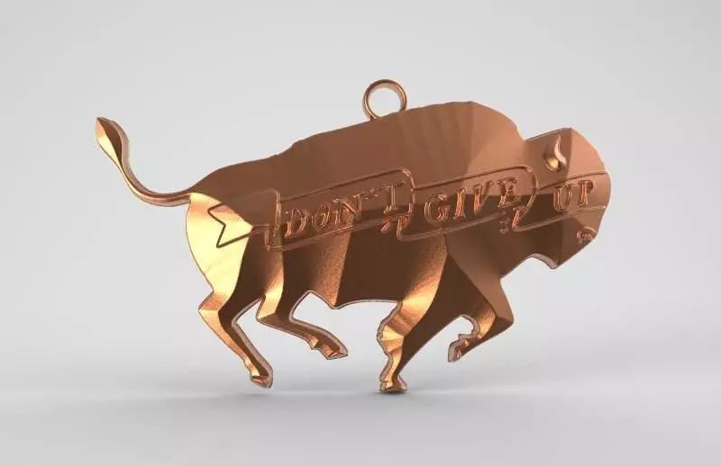 Bison medallion 3D print model_0